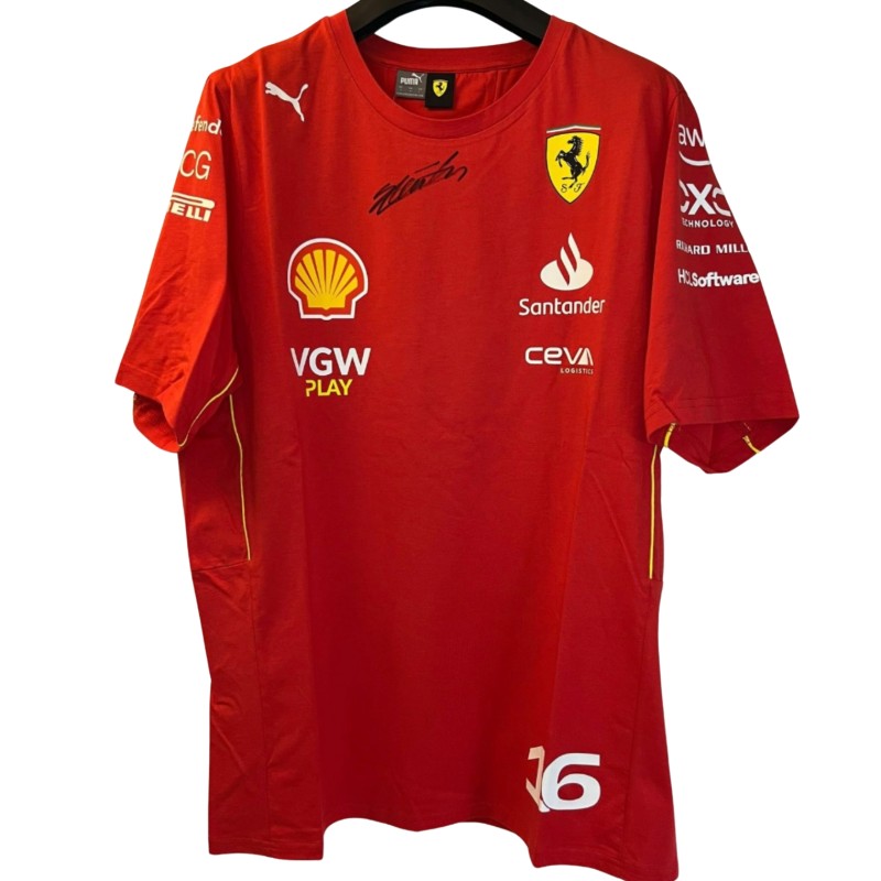 Scuderia Ferrari Official T-Shirt, 2024 - Signed by Charles Leclerc