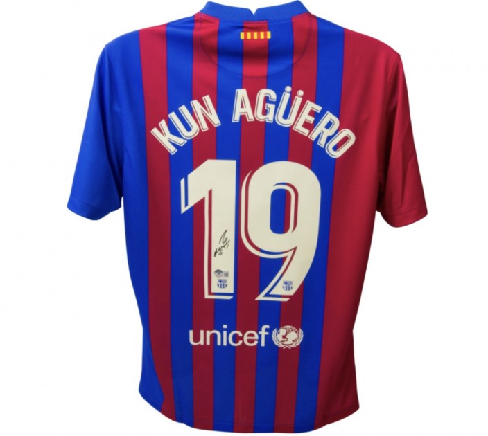 Replica della maglia del FC Barcelona firmata da Sergio Aguero