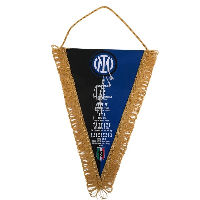 Official Inter Milan Pennant, 2023/24 - Signed by Lautaro Martínez