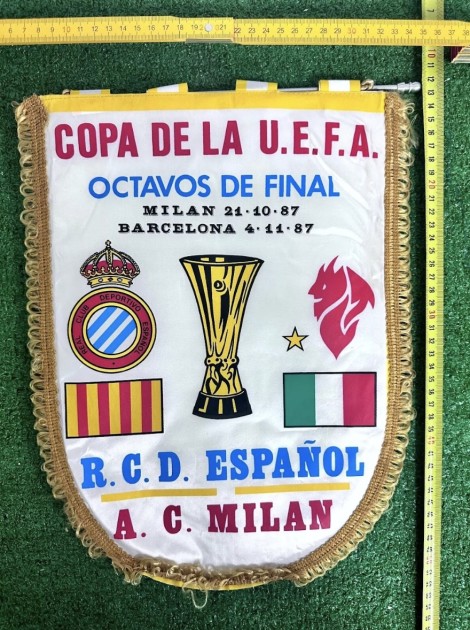 Milan vs RCD Espanol Official Pennant UEFA Cup 1987