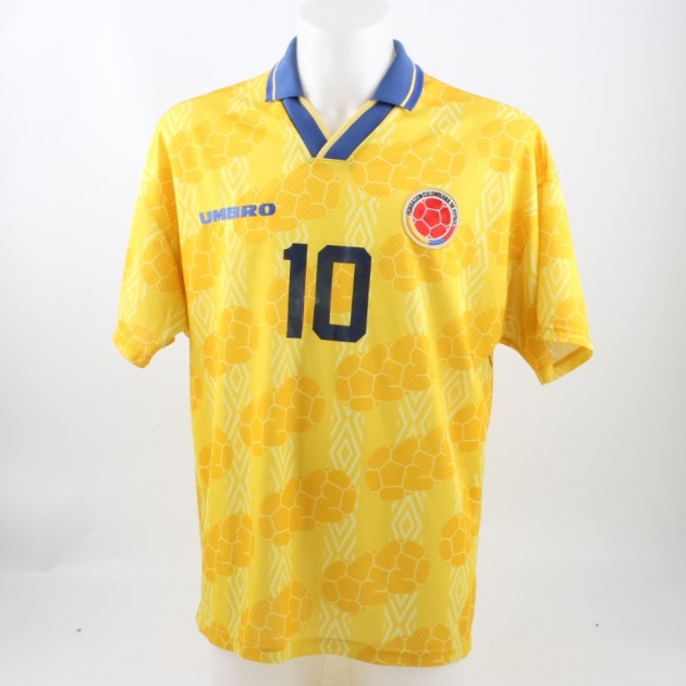 Official Valderrama Colombia shirt,1994 Mundial - signed