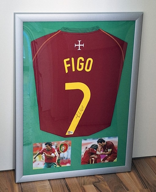 Maglia Portogallo di Luis Figo firmata e incorniciata