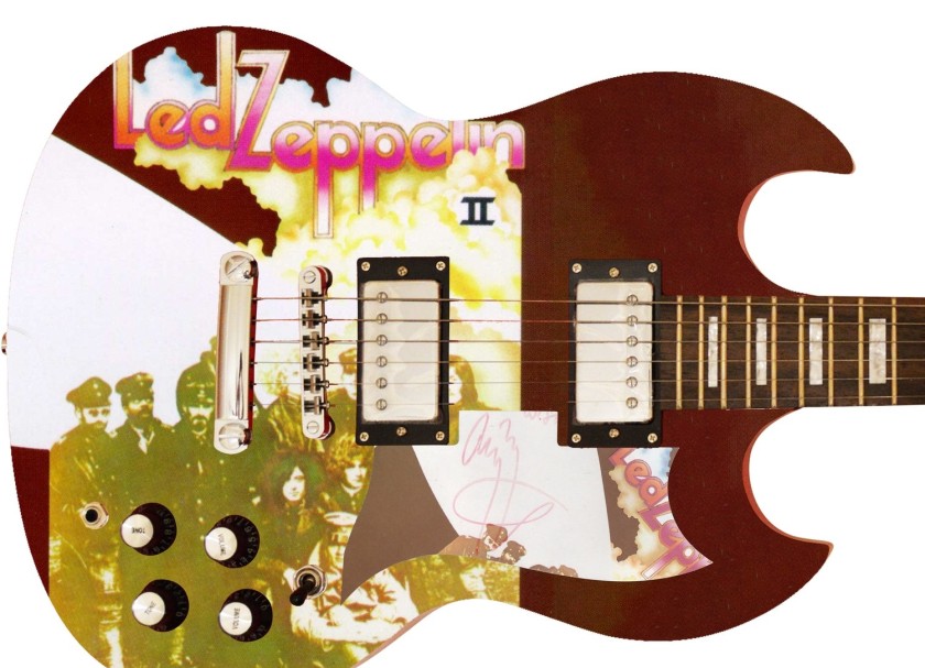 Jimmy Page of Led Zeppelin Signed Custom Graphics Guitar