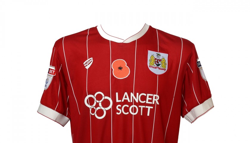 Match-Worn Poppy Shirt by Bristol City FC's Tyreeq Bakinson