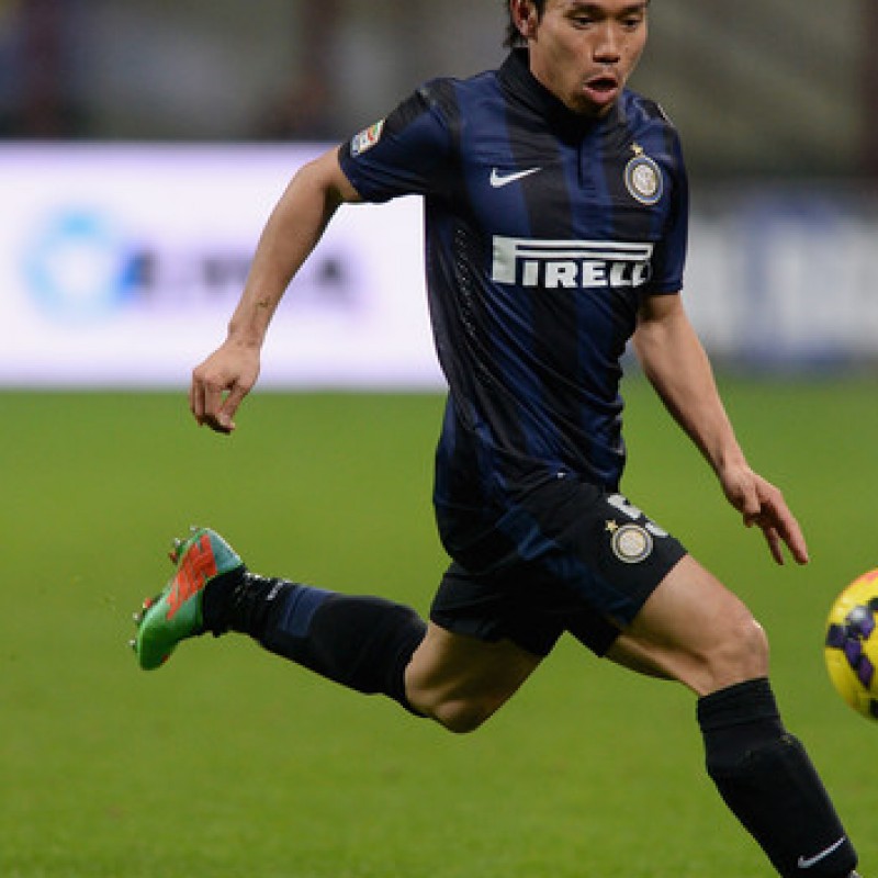Nagatomo's Inter match worn boots, season 2014/2015 - signed