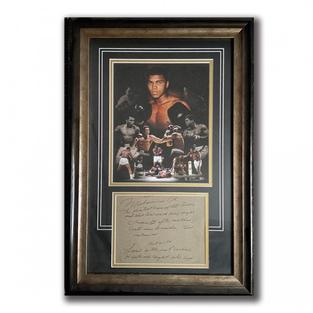 Display fotografico Muhammad Ali con lettera scritta a mano - Autografato