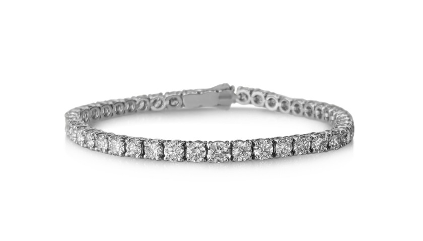 8.73 Carat E-G VVS Diamond Tennis Riviera 14K White Gold Bracelet