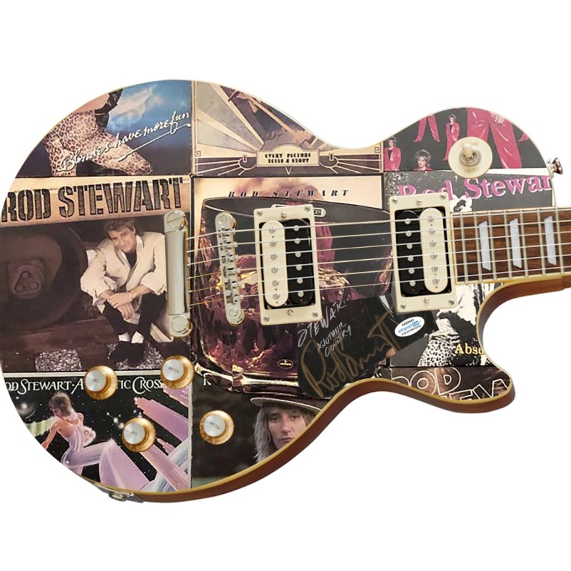 Rod Stewart Signed Custom Graphics Guitar