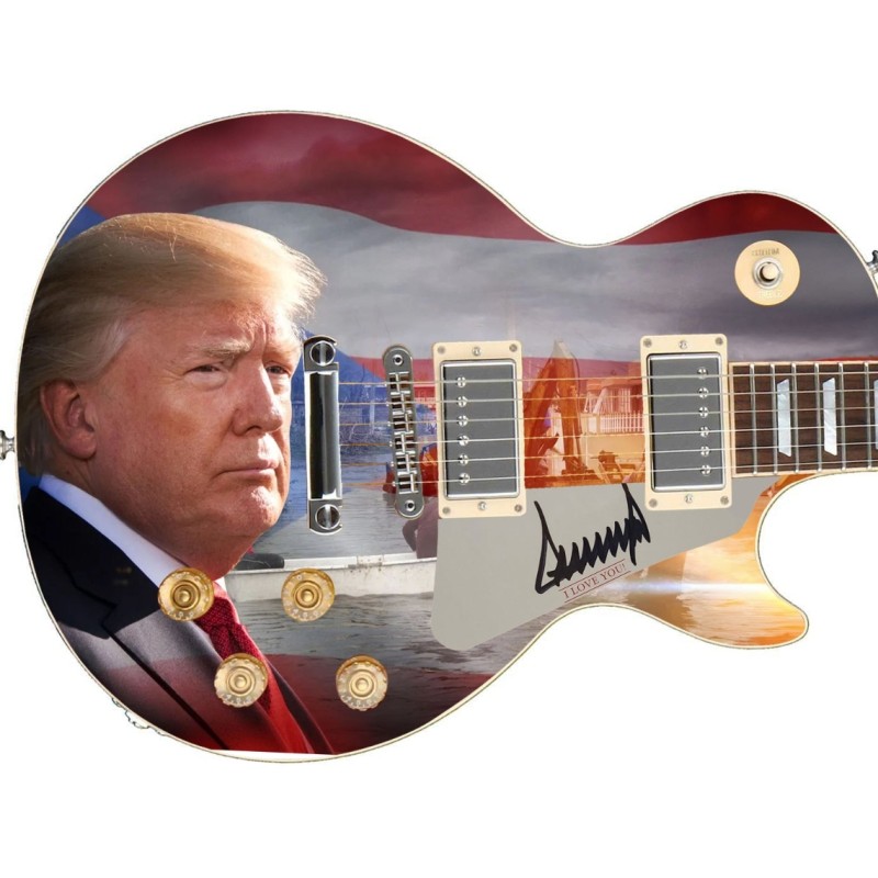 President Donald Trump Signed Custom Fighting For America Graphics Guitar