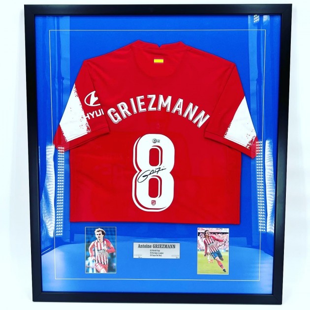 Maglia Antoine Griezmann Atlético Madrid - Autografata e incorniciata