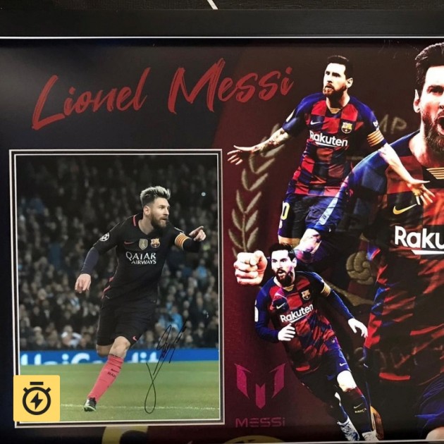 Lionel Messi Barcelona Signed Photo Display
