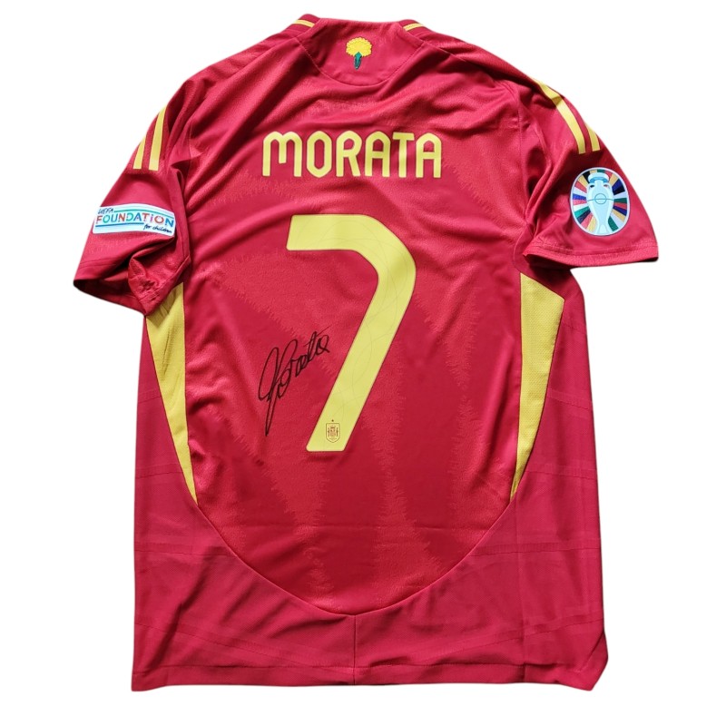 Maglia Preparata Morata Spagna vs Inghilterra, EURO 2024 - Autografata