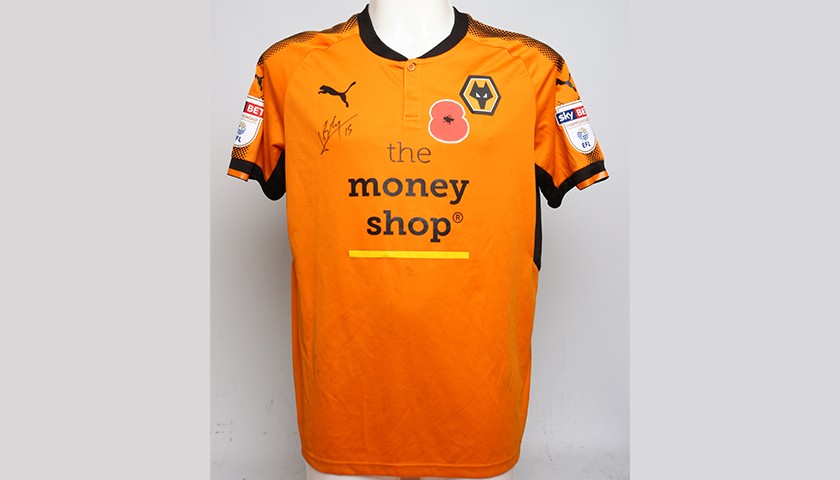 Poppy Shirt Signed by Wolverhampton Wanderers FC's Willy Boly