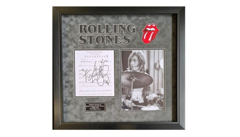 Charlie Watts Signed Rolling Stones Song Lyrics Display