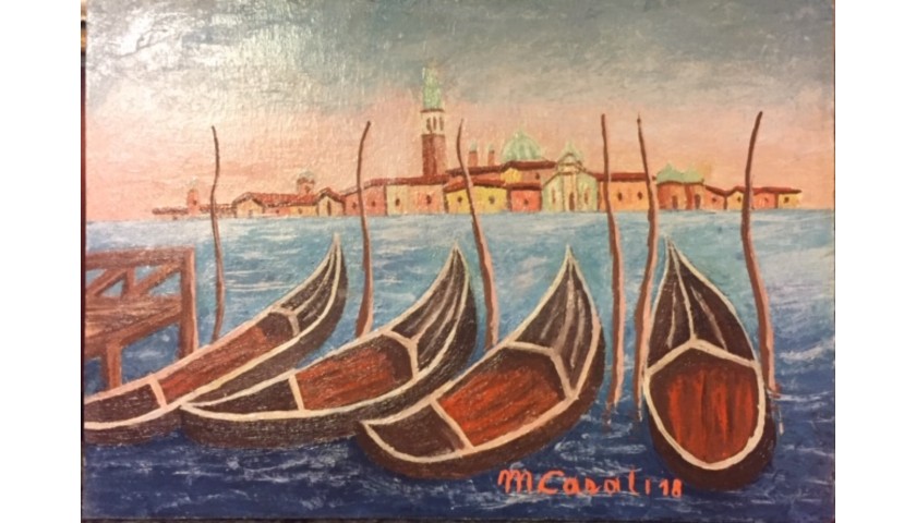 "Venezia isola di San Giorgio con gondole" by Casali Mosè, 2018