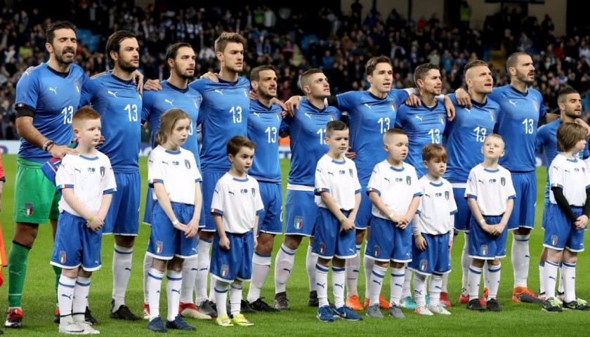 Italian National Football Team Worn Pre-Derby Shirt in Honor of Davide Astori  