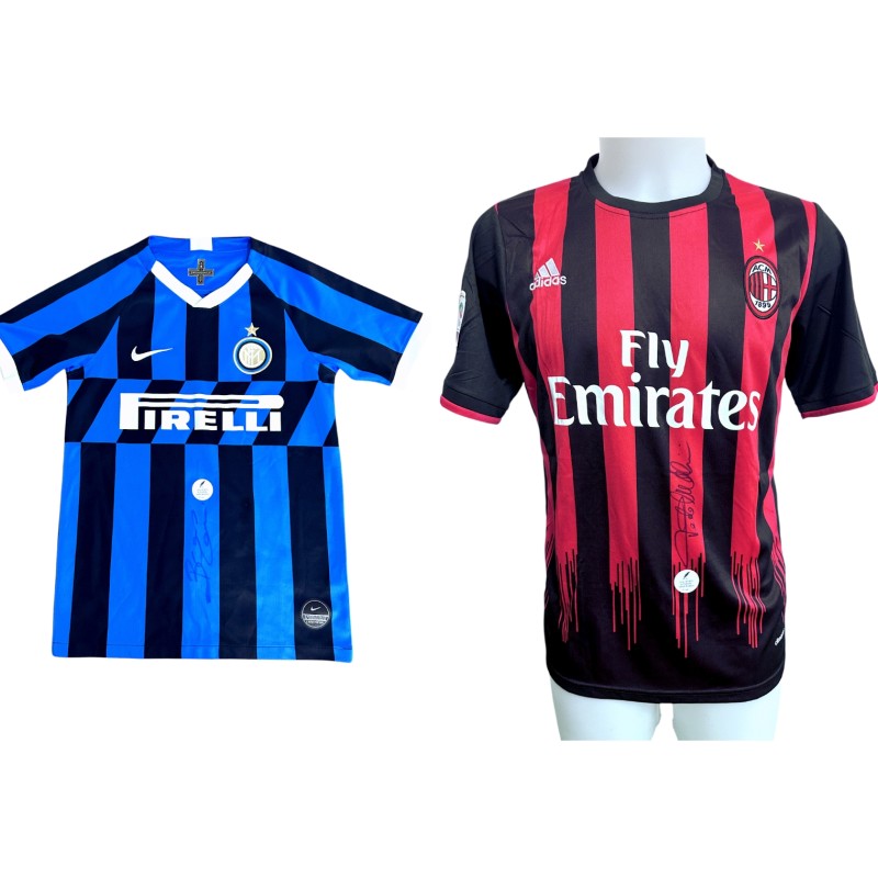 Collection of Two Inter and Milan Replica Shirts - Signed by Giuseppe Bergomi and Paolo Maldini
