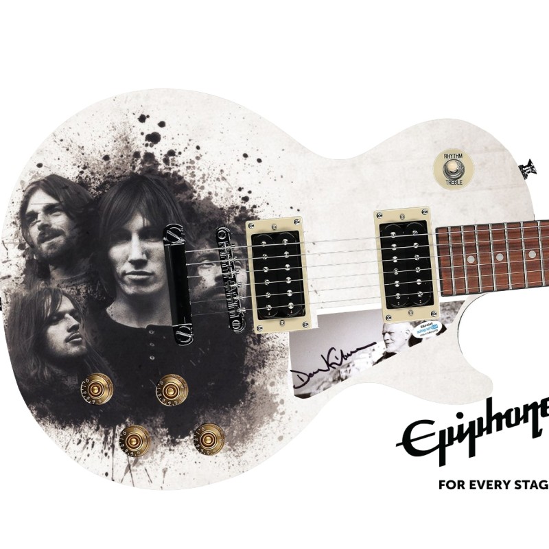 Chitarra Epiphone con grafica personalizzata firmata da David Gilmour dei Pink Floyd
