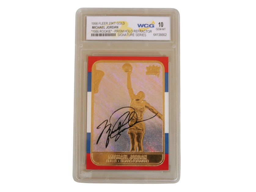 Card in oro Michael Jordan Fleer Prism Holo Refractor 1986 Rookie Signature, 1998