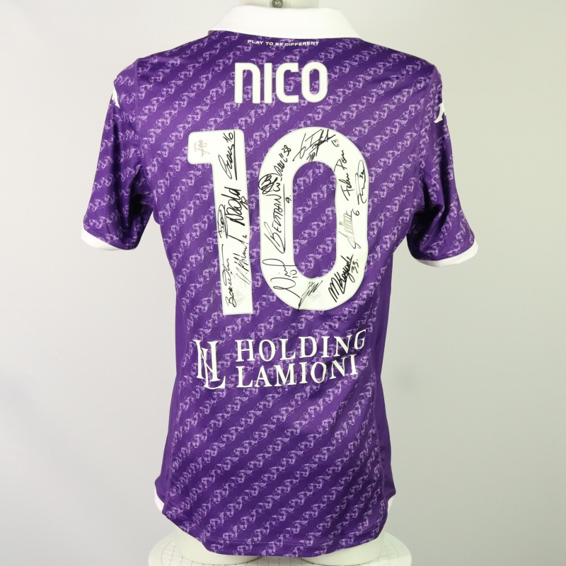 Nico Gonzalez's Match Shirt, Fiorentina vs Bologna 2023 - Signed by the Squad