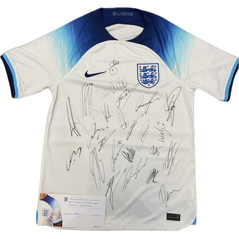 Maglia firmata della squadra dell'Inghilterra per i Mondiali 2022