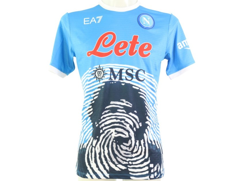 Maglia Gara Maradona Ltd Edition stagione 2021/2022, EA7 Maglietta da  calcio SSC Napoli (L - AZZURRA Maradona LTD)