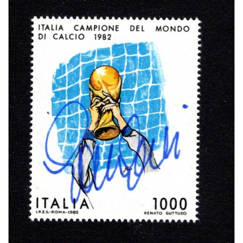 1.000 Lire 1982 Fifa World Cup - Francobollo autografato da Giovanni Galli