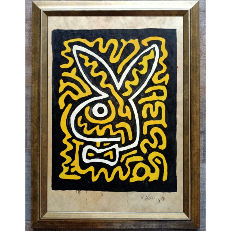 Drawing by Keith Haring with Frame (Attrbuted)