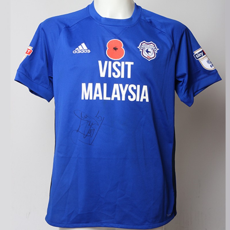 Poppy Shirt Signed by Cardiff City FC's Bruno Ecuele Manga
