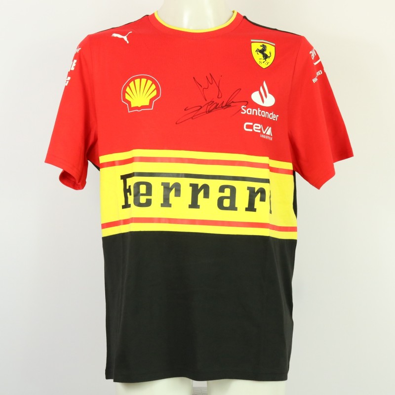 Scuderia Ferrari Official T-Shirt, Monza 2023 - Signed by Carlos Sainz and Charles Leclerc