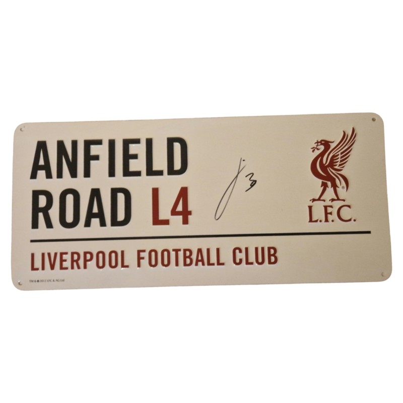 Jeremie Frimpong Signed Liverpool Football Club Road Sign 
