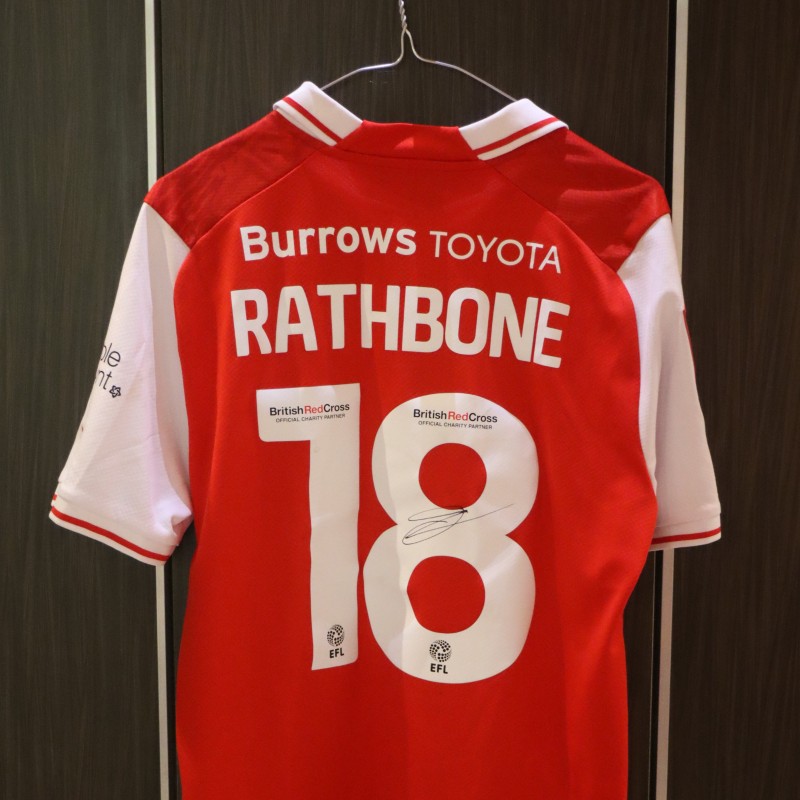 Maglia autografata di Ollie Rathbone del Rotherham United, indossata durante la partita