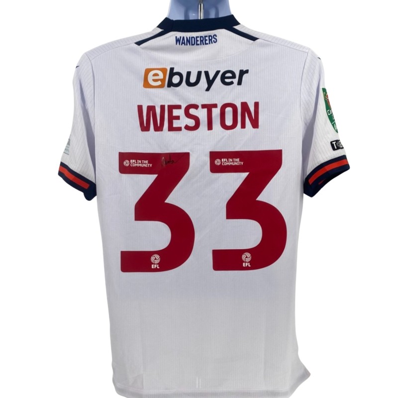 Maglia firmata di Ajay Weston del Bolton Wanderers indossata durante la partita