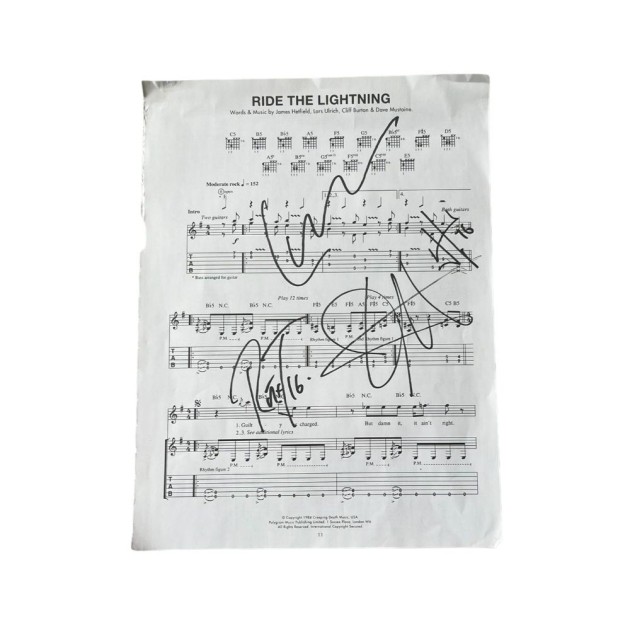 Metallica Signed 'Ride the Lightning' Sheet Music