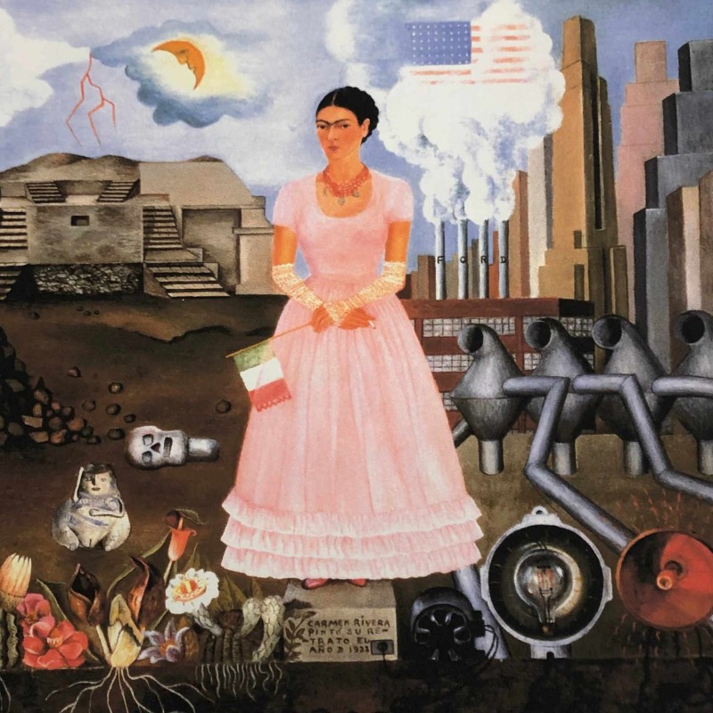 "Self-portrait on the Borderline Between Mexico and the United States" Frida Kahlo Signed Offset Lithograph