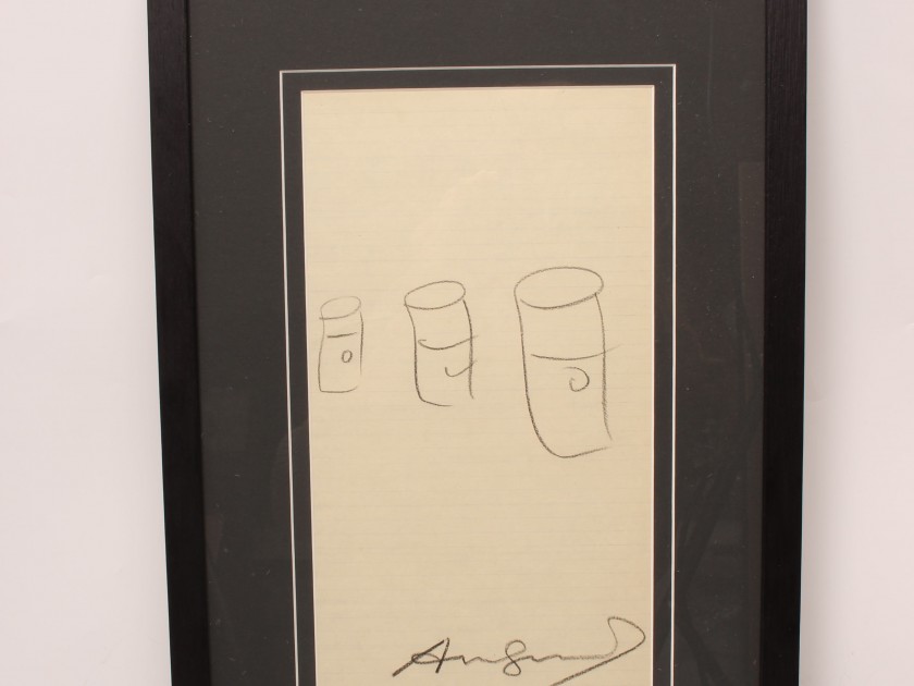 Andy Warhol's "Three Soup Cans" Original Sketch in Graphite 