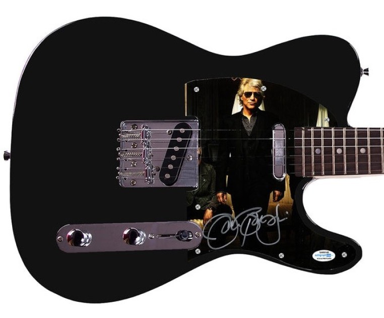 Jon Bon Jovi Signed Pickguard on a Signature Edition Guitar