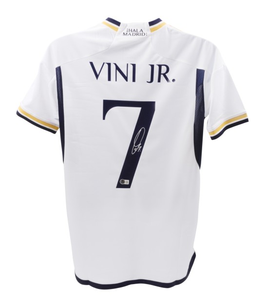 Replica della maglia del Real Madrid firmata da Vinicius Junior