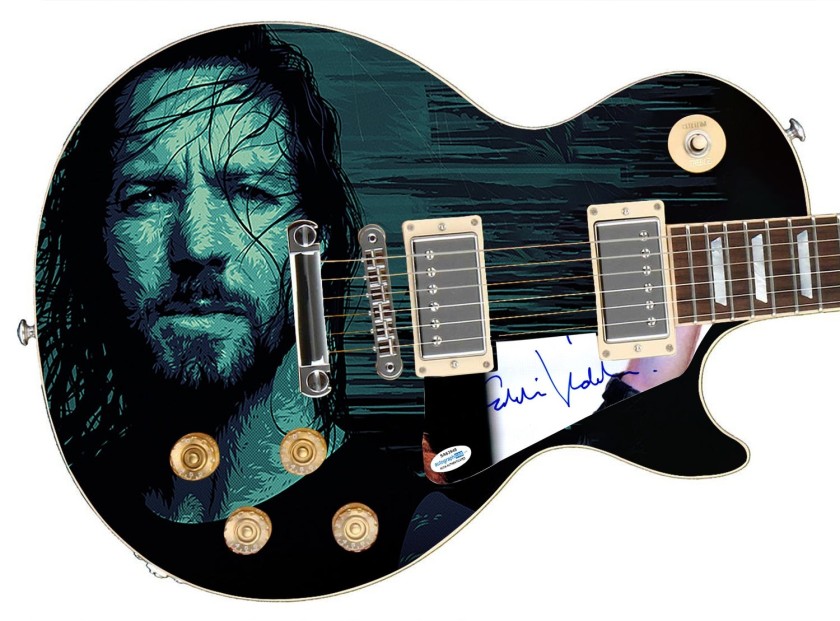 Eddie Vedder of Pearl Jam Signed Custom Graphics Guitar 