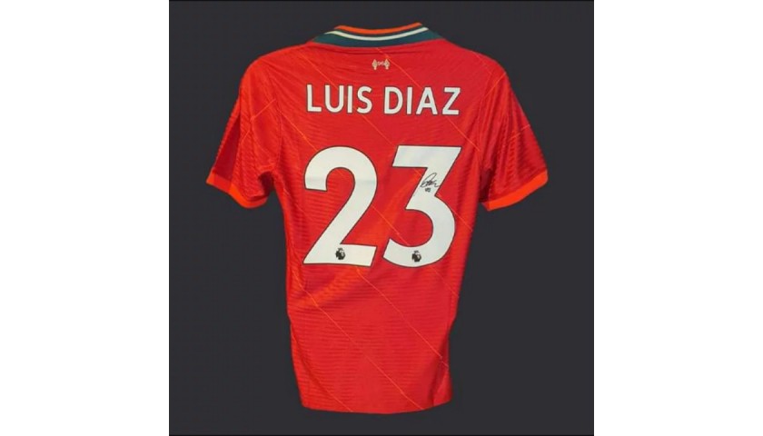 Luis Diaz' Official Liverpool Signed Shirt, 2021/22 - CharityStars