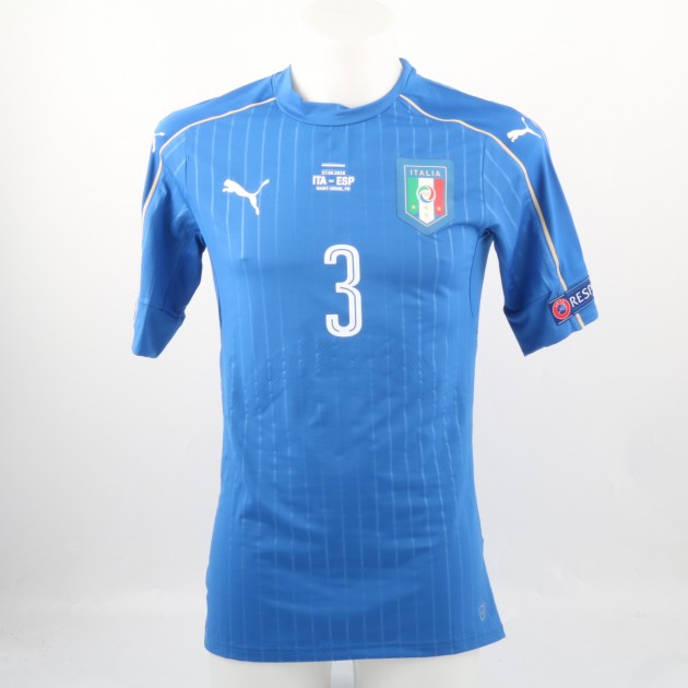 Chiellini issued/match worn shirt, Italy-Spain EURO 2016- Signed