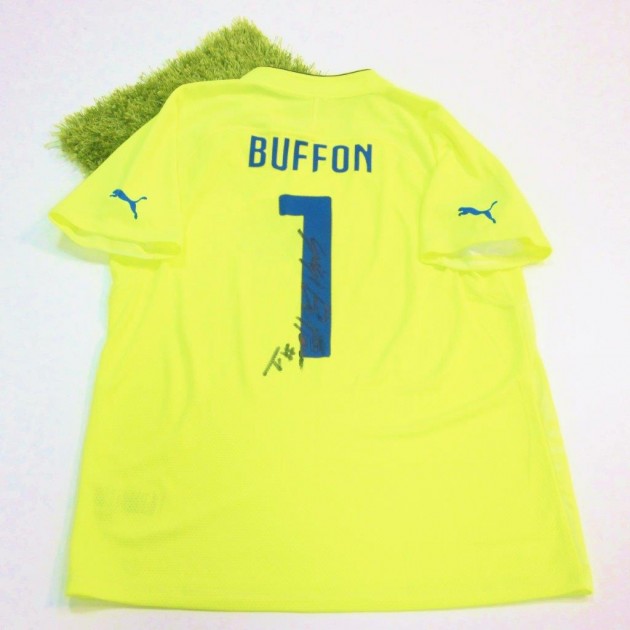 Maglia Buffon Italia, preparata amichevole 2014 - autografata
