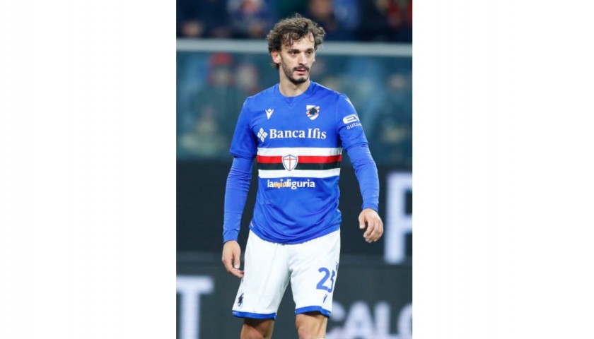 Gabbiadini's Sampdoria Signed Match Shirt, 2021/22