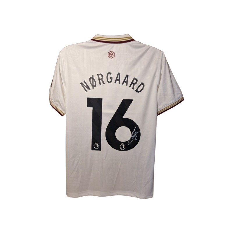 Christian Norgaard ha firmato la maglia da calcio in trasferta dell'Arsenal 2025-26