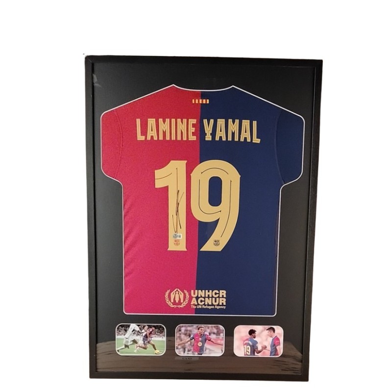 Yamal's FC Barcelona Signed and Framed Shirt