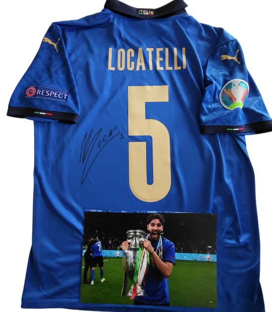 Locatelli's Italy vs England Signed Match-Issued Shirt, EURO 2020 Finals