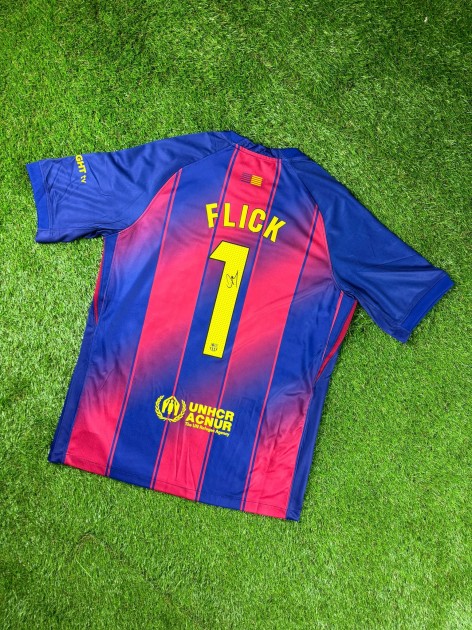 Hansi Flick Signed Barcelona 2025-26 Home Football Shirt COA