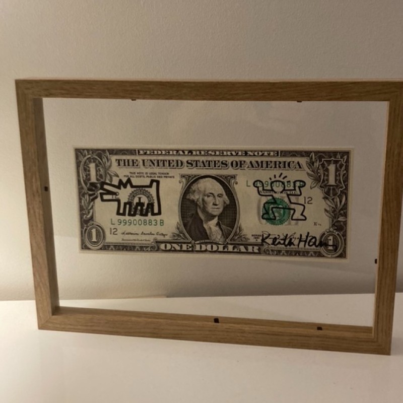 Dollaro disegnato e firmato a mano da Keith Haring