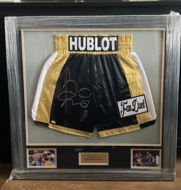 Floyd Mayweather Signed And Framed Boxing Shorts