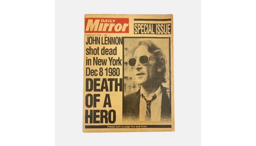 Daily Mirror 'John Lennon Death of a Hero' 10/12/1980 Original Newspaper
